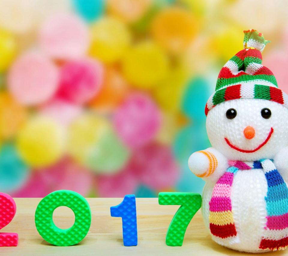 Fondo de pantalla 2017 New Year Snowman 960x854