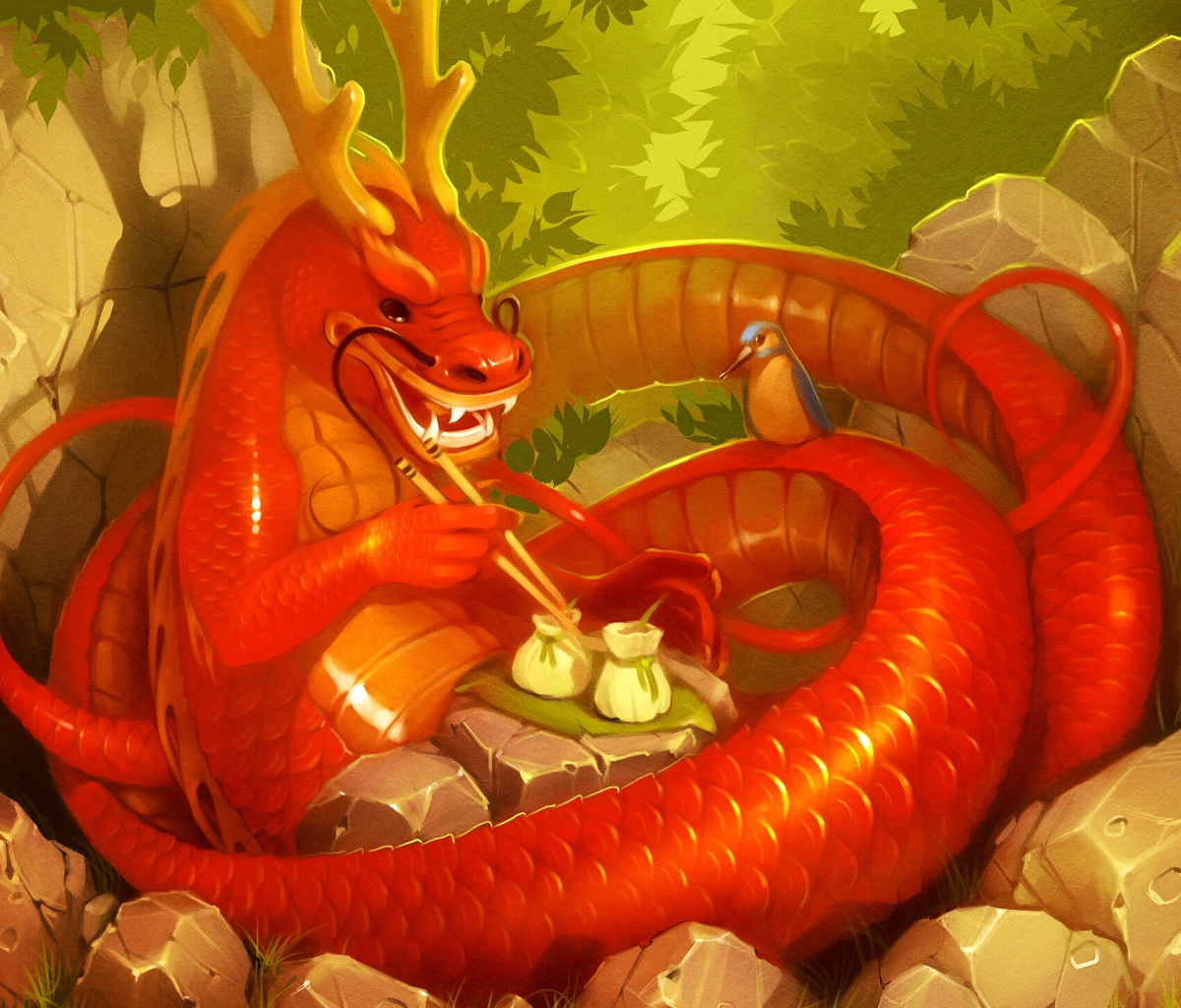 Das Dragon illustration Wallpaper 1200x1024