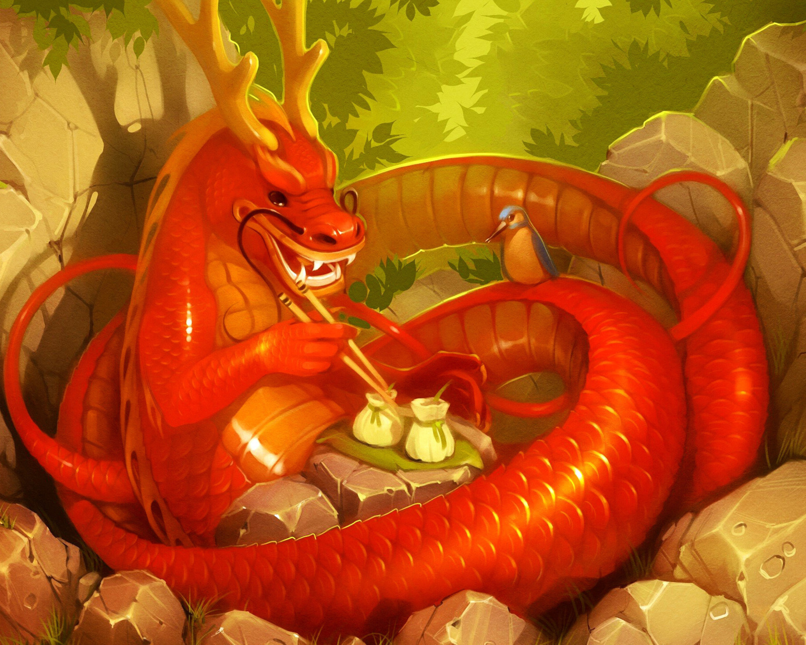 Dragon illustration wallpaper 1600x1280