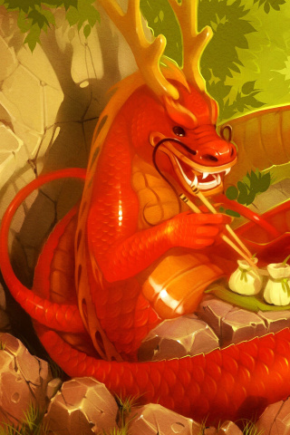 Dragon illustration wallpaper 320x480