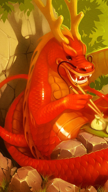 Dragon illustration wallpaper 360x640