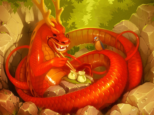 Dragon illustration wallpaper 640x480