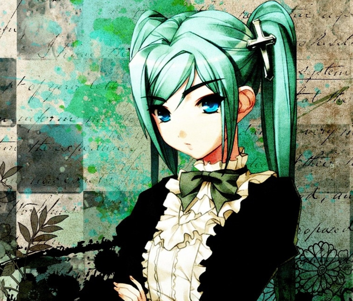 Anime Girl Green Hair wallpaper 1200x1024