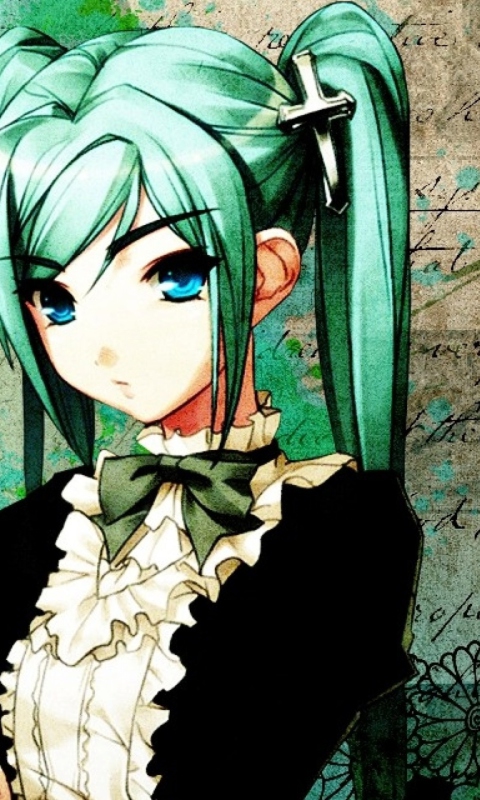 Sfondi Anime Girl Green Hair 480x800