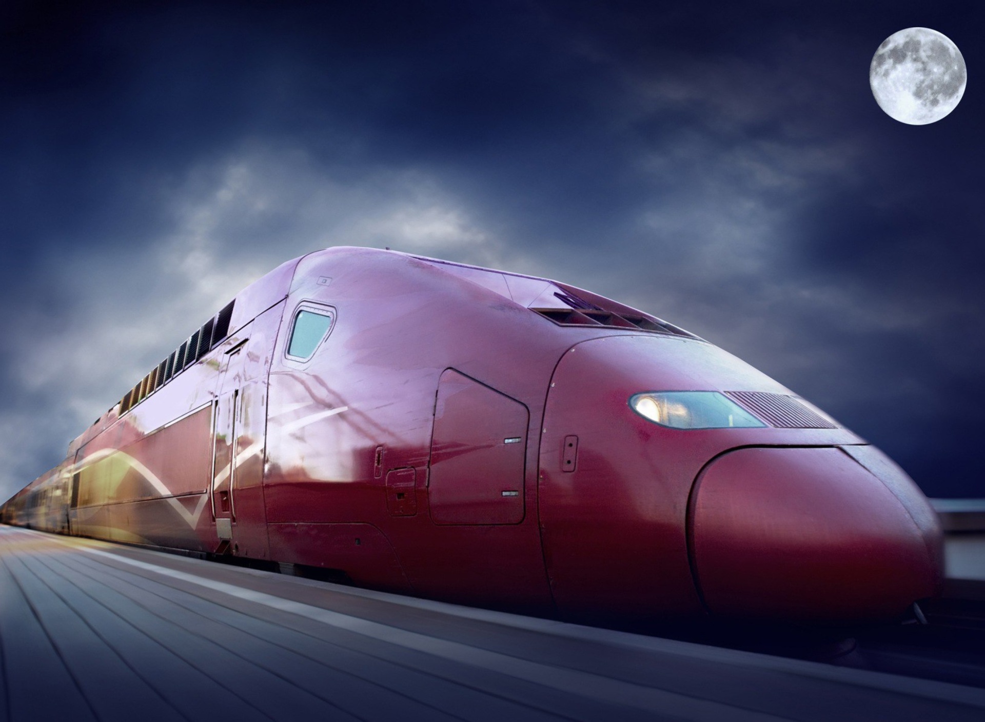 Обои Thalys train on high speed line 1920x1408