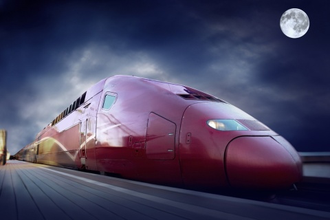 Обои Thalys train on high speed line 480x320