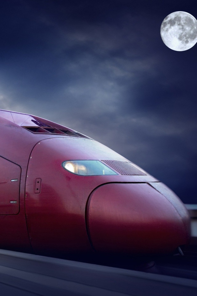 Обои Thalys train on high speed line 640x960