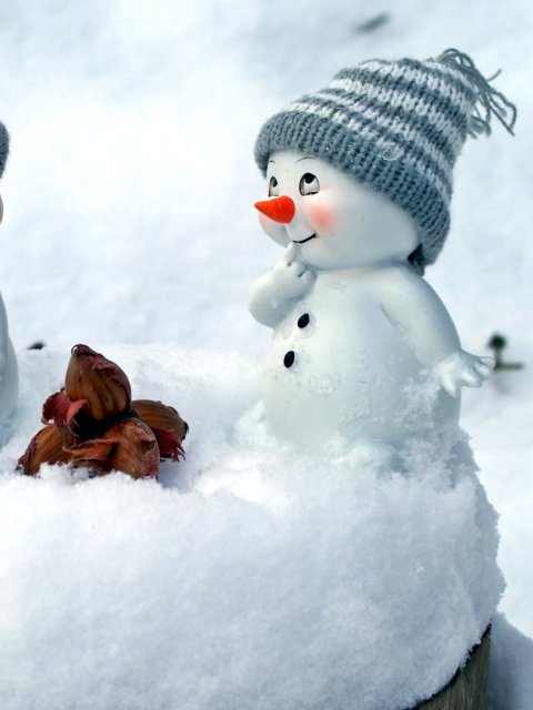 Cute Snowman Christmas Decoration Figurine wallpaper 480x640