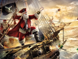 Das Pirate Santa Wallpaper 320x240