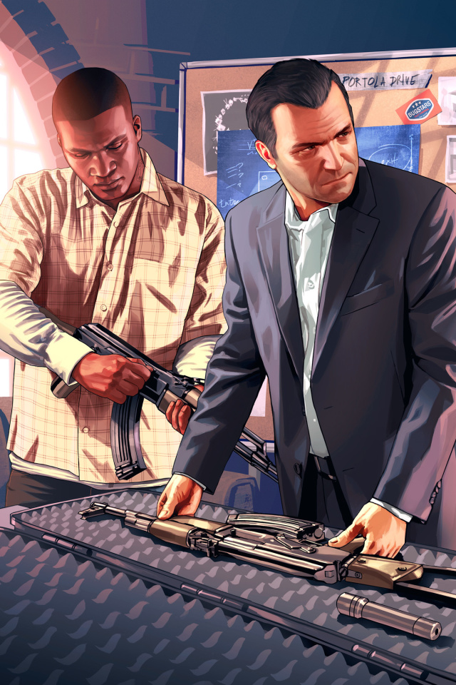 Grand Theft Auto V Mike Franklin wallpaper 640x960
