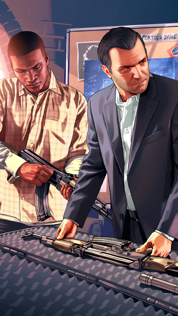 Grand Theft Auto V Mike Franklin wallpaper 750x1334
