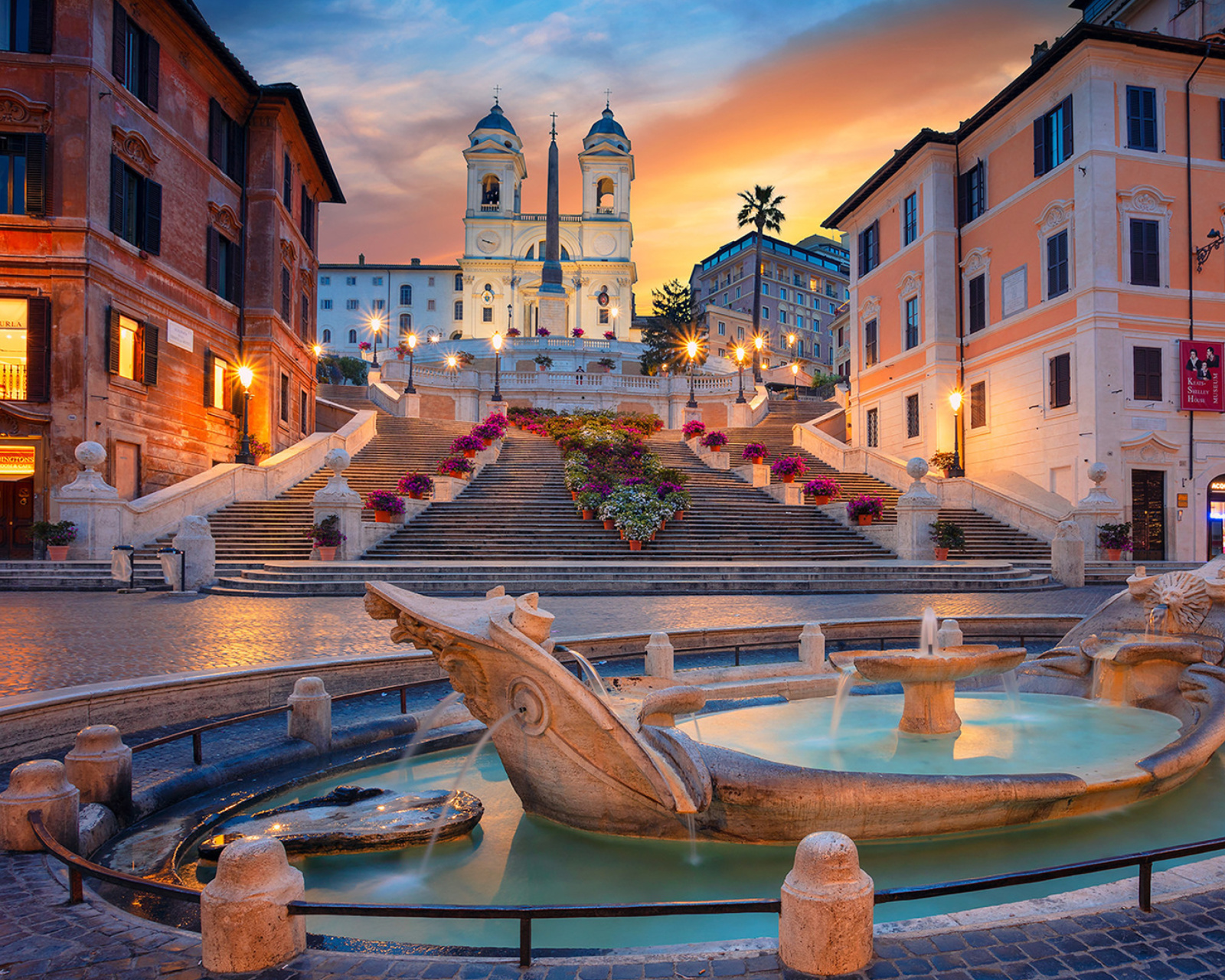 Das Fontana della Barcaccia and Spanish Steps Wallpaper 1600x1280