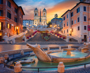 Обои Fontana della Barcaccia and Spanish Steps 176x144