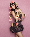 Katy Perry Wearing Flowered Dress wallpaper 128x160