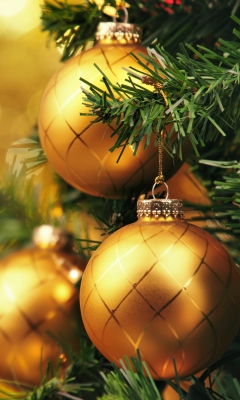 Fondo de pantalla Golden Christmas Tree 240x400