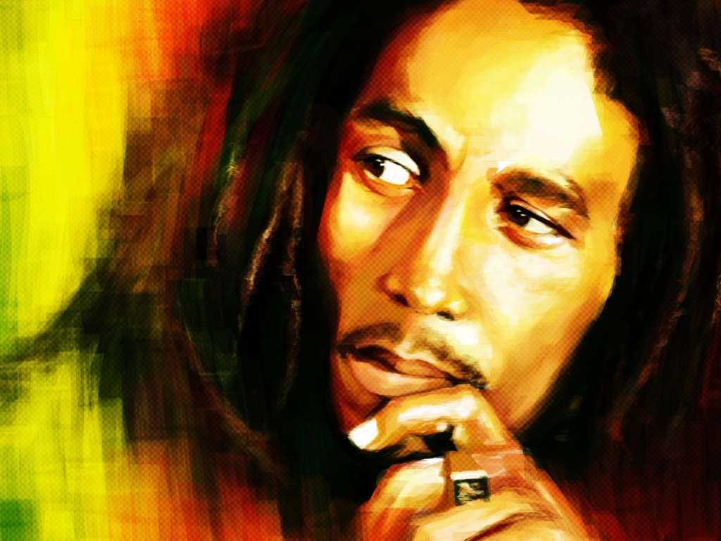 Обои Bob Marley Painting 1024x768