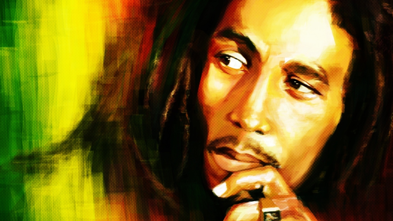 Screenshot №1 pro téma Bob Marley Painting 1366x768