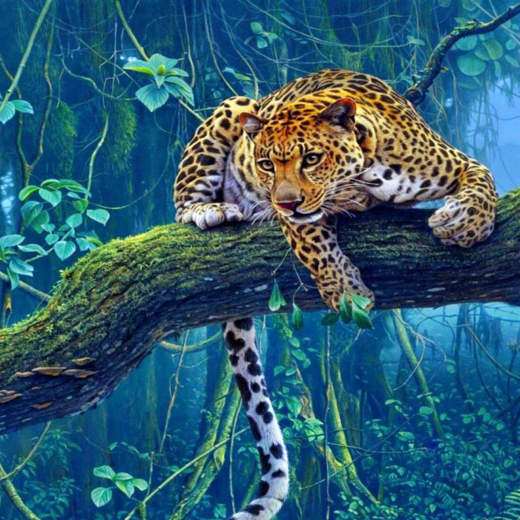 Jungle Tiger Painting wallpaper 1024x1024