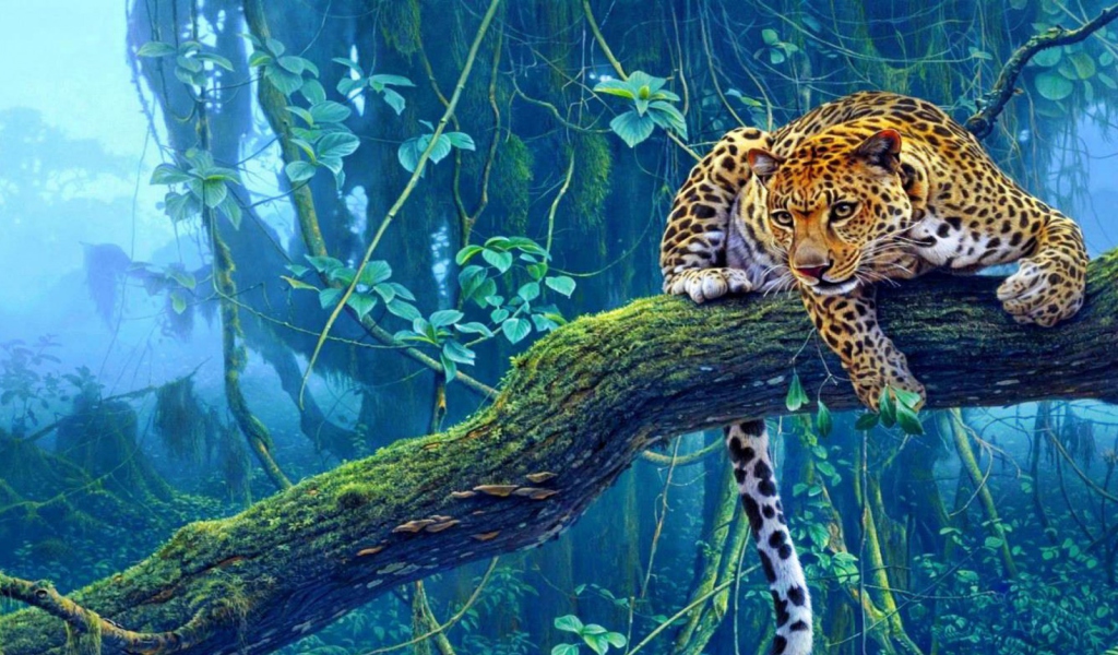 Das Jungle Tiger Painting Wallpaper 1024x600