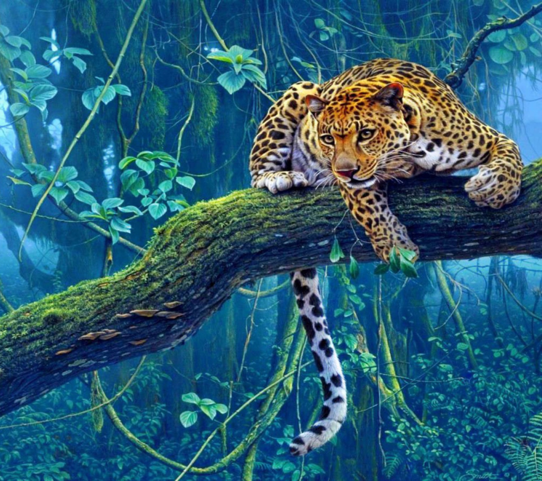 Jungle Tiger Painting wallpaper 1080x960