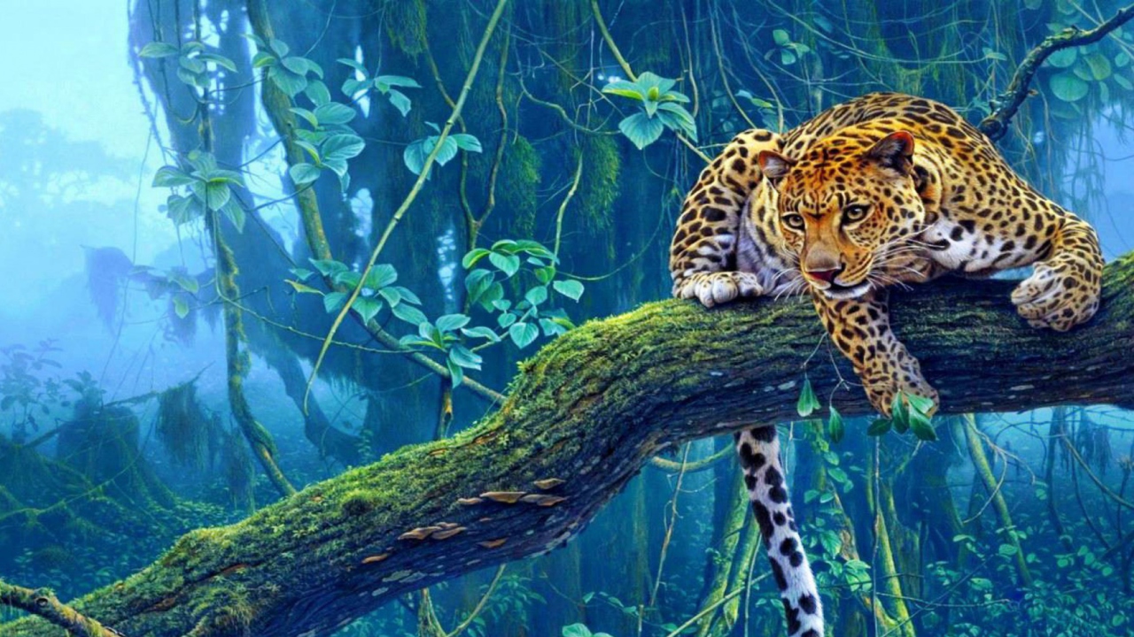 Screenshot №1 pro téma Jungle Tiger Painting 1280x720