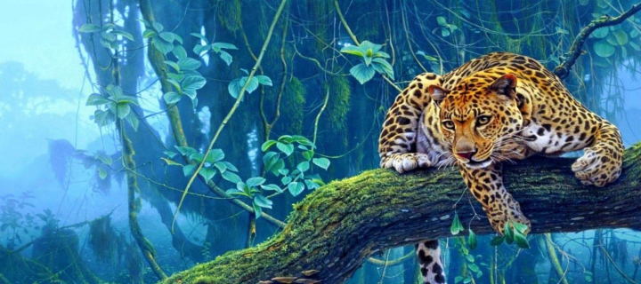 Screenshot №1 pro téma Jungle Tiger Painting 720x320