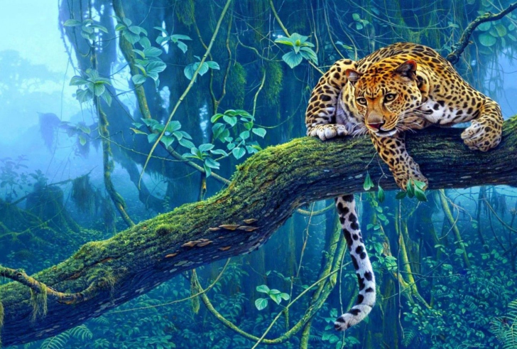 Fondo de pantalla Jungle Tiger Painting
