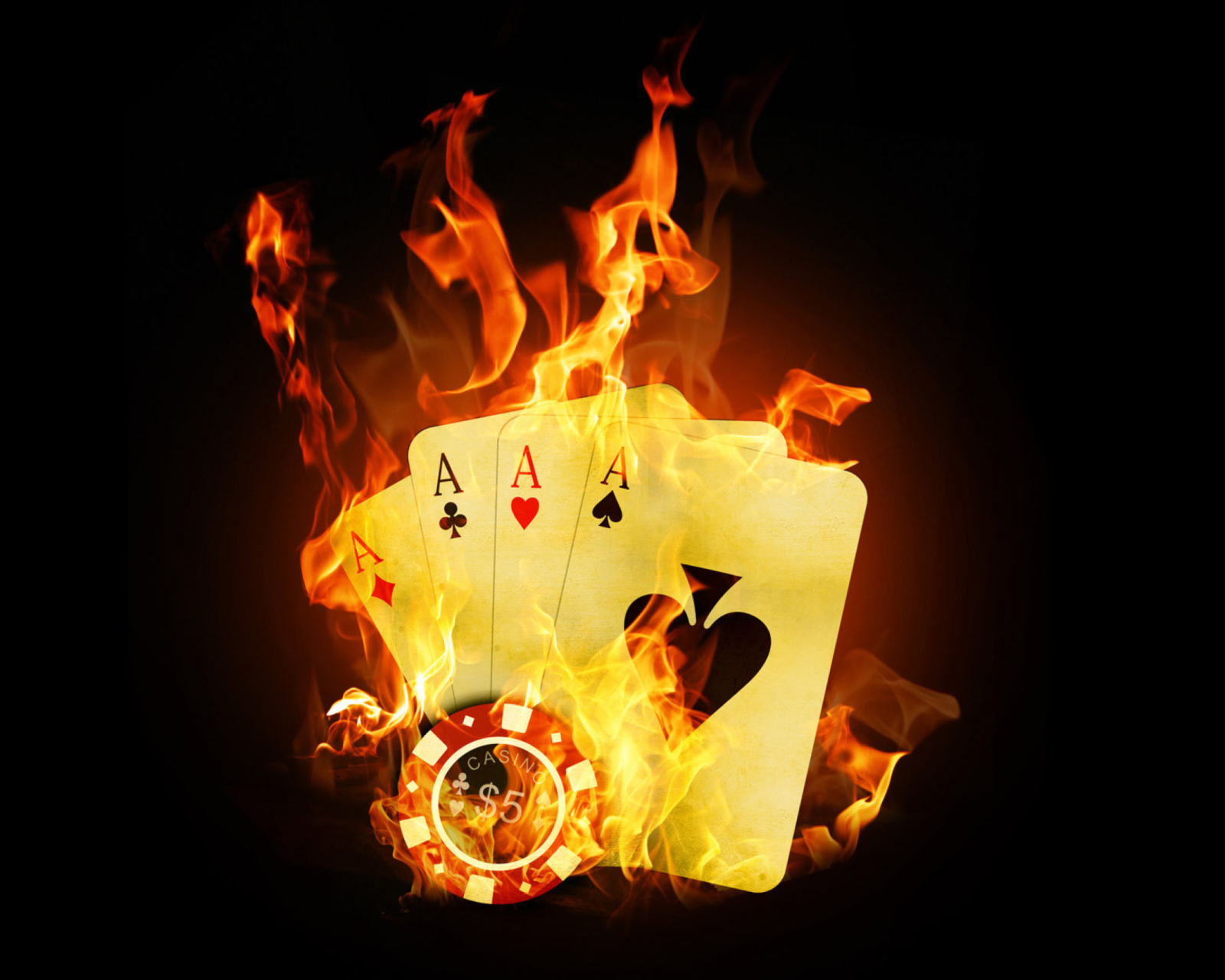 Das Fire Cards In Casino Wallpaper 1600x1280