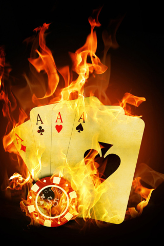 Fondo de pantalla Fire Cards In Casino 320x480