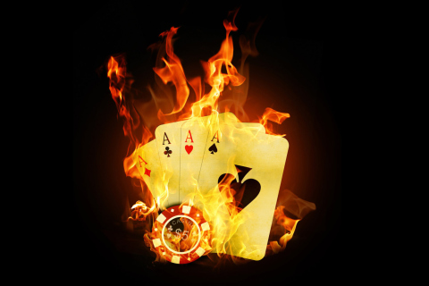 Das Fire Cards In Casino Wallpaper 480x320