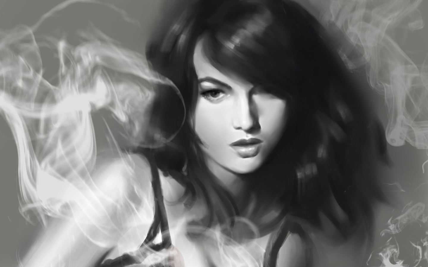 Screenshot №1 pro téma Monochrome Drawing Of Girl 1440x900