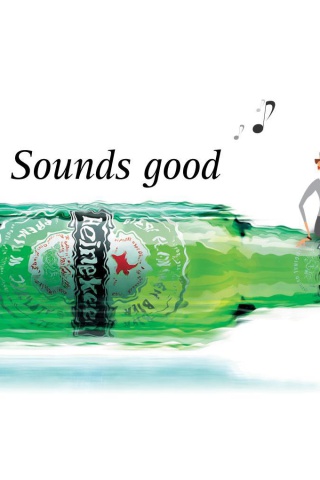 Fondo de pantalla Heineken, Sounds good 320x480