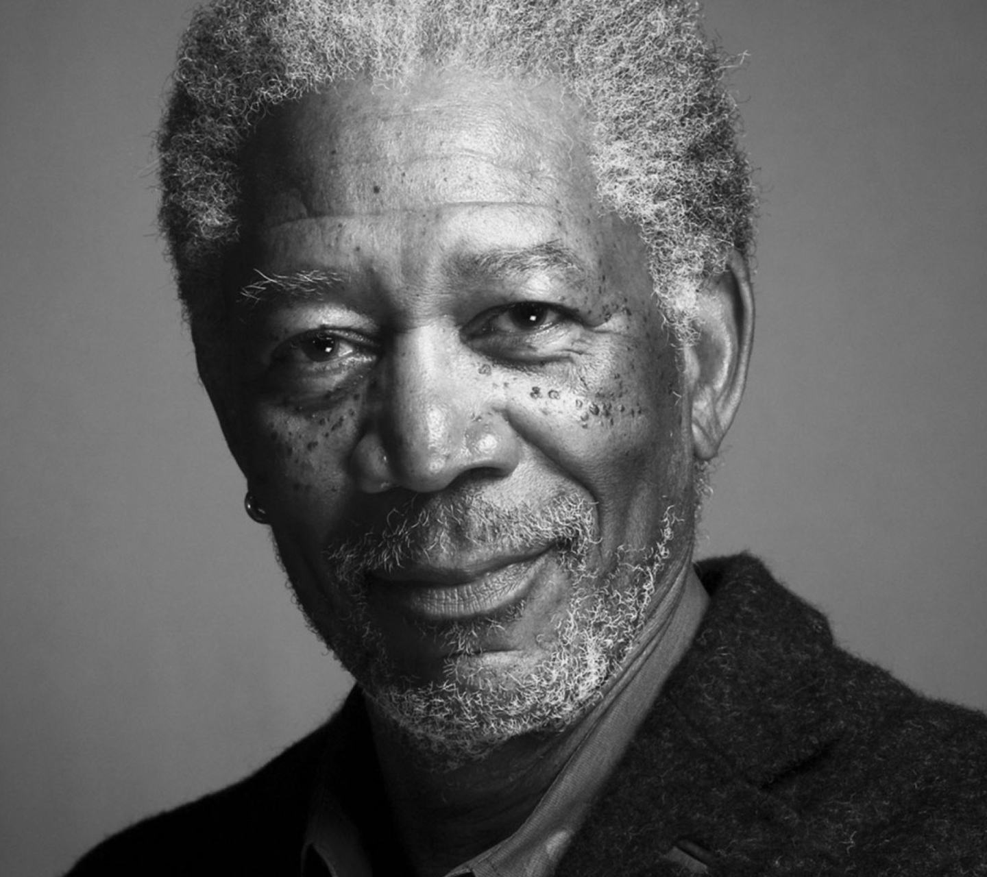 Обои Morgan Freeman Portrait In Black And White 1440x1280
