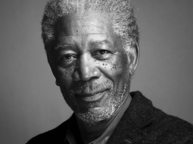 Morgan Freeman Portrait In Black And White wallpaper 640x480