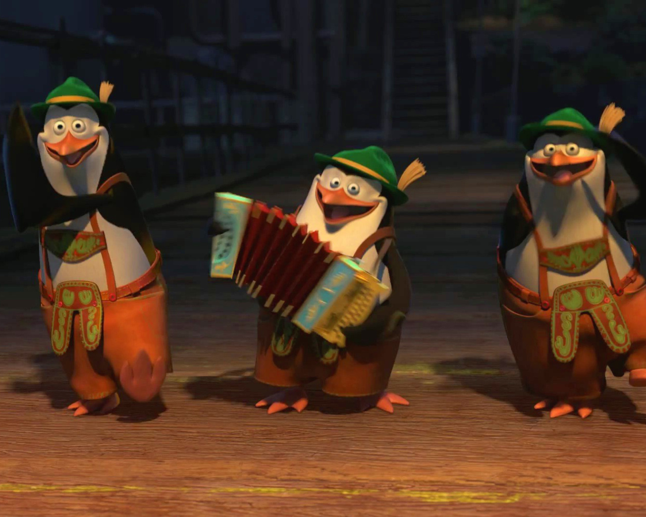 Обои Skipper, Kowalski, and Rico, Penguins of Madagascar 1280x1024