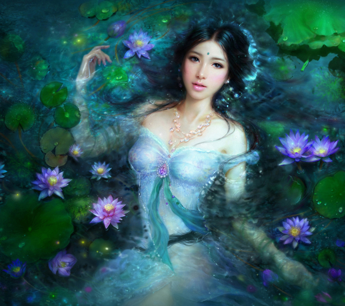 Screenshot №1 pro téma Princess Of Water Lilies 1440x1280