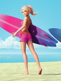 Fondo de pantalla Barbie Surfing 240x320
