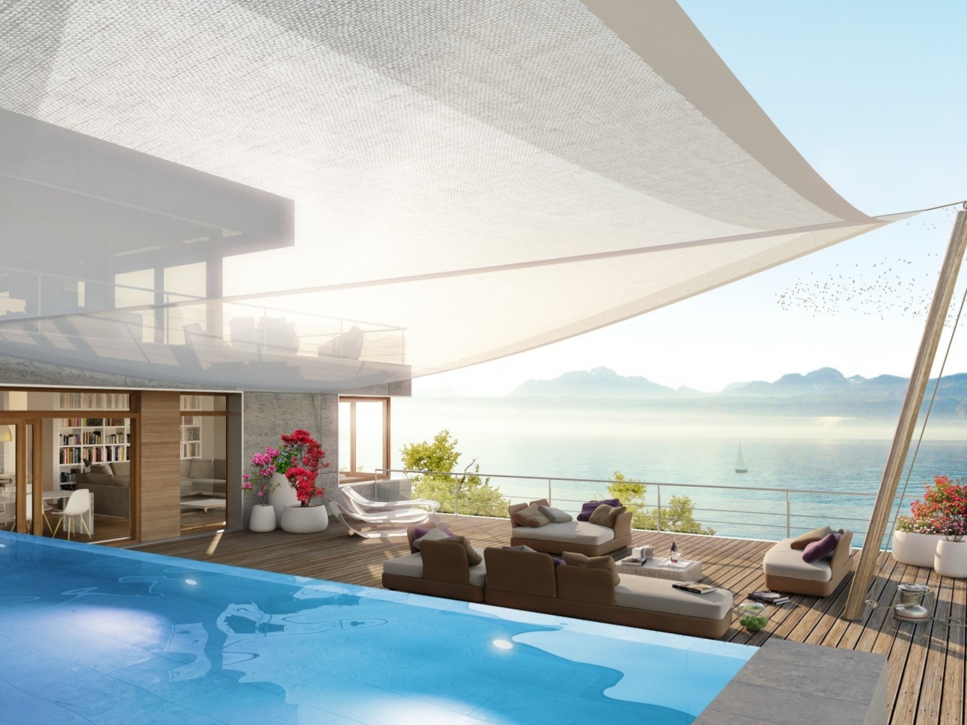 Fondo de pantalla Luxury Villa with Terrace in Barbara Beach, Curacao 1400x1050