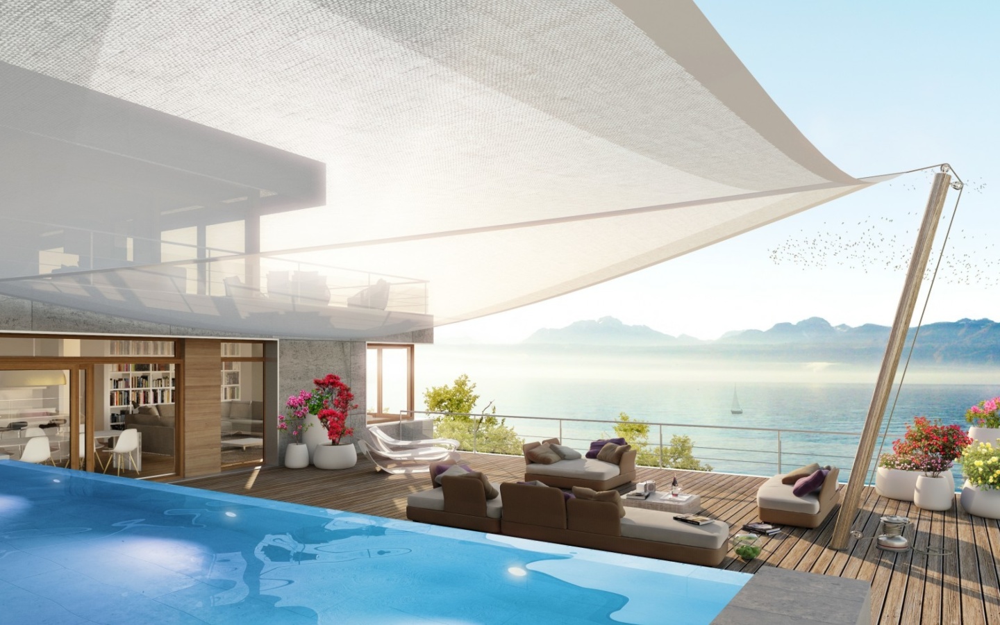 Luxury Villa with Terrace in Barbara Beach, Curacao wallpaper 1440x900