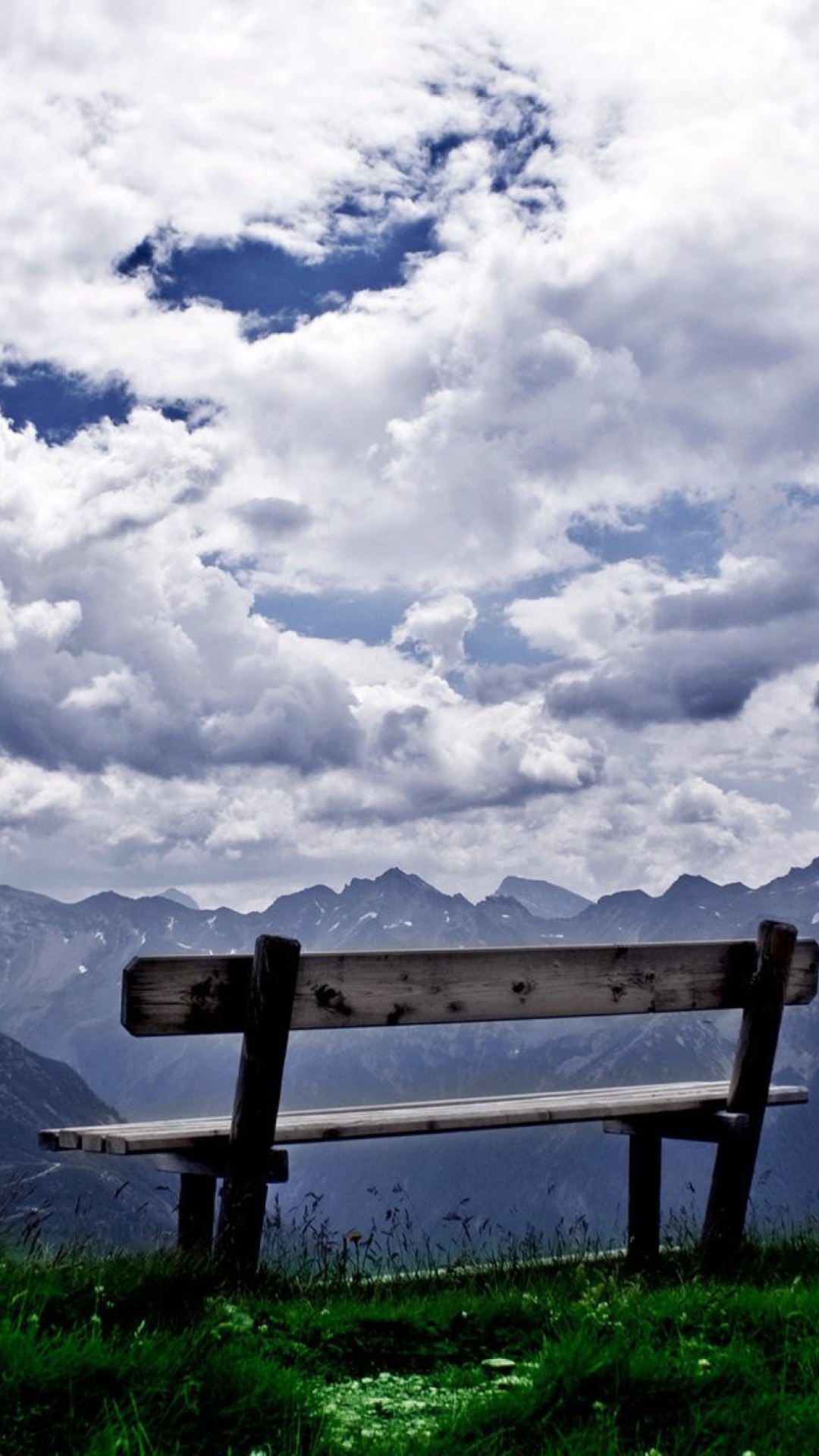 Das Bench On Top Of Mountain Wallpaper 1080x1920