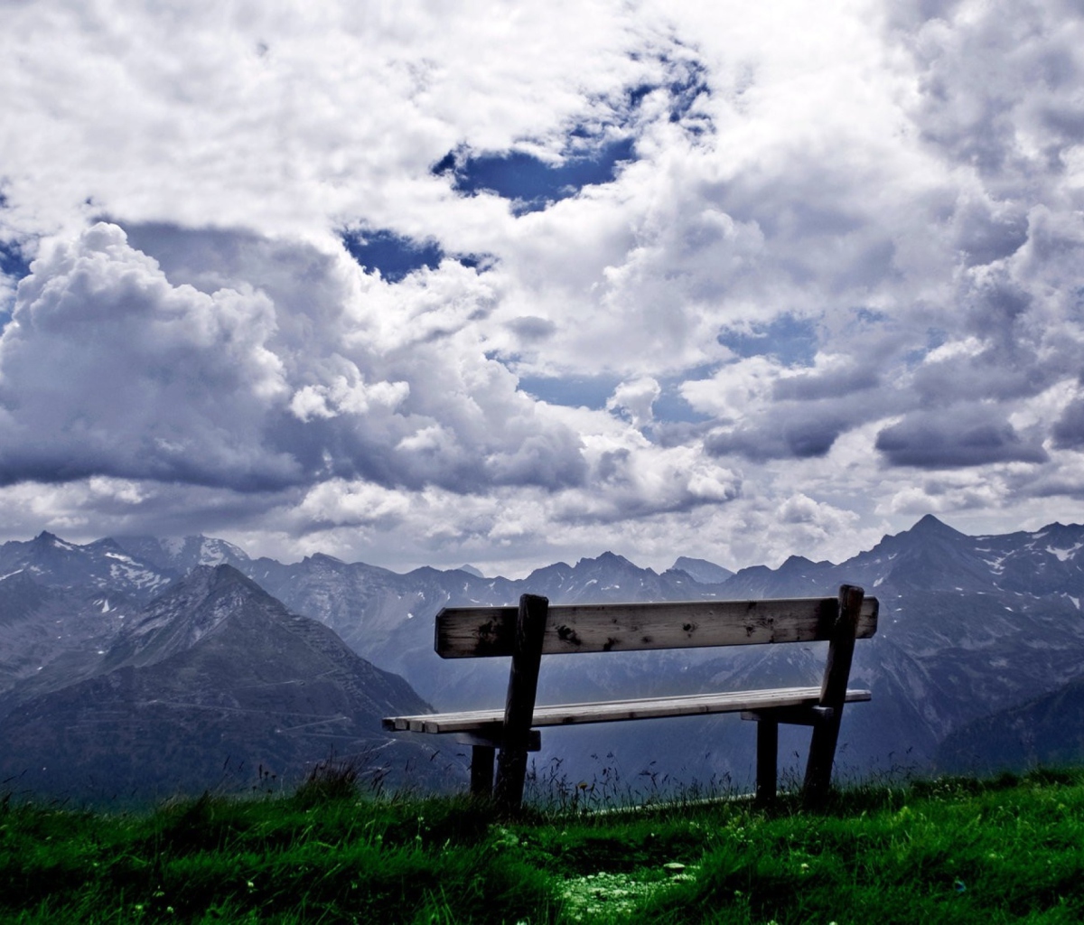 Обои Bench On Top Of Mountain 1200x1024