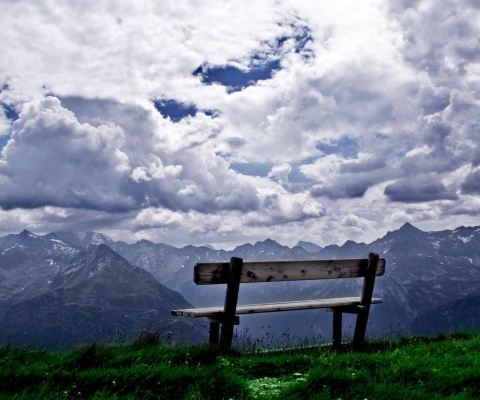 Bench On Top Of Mountain wallpaper 480x400