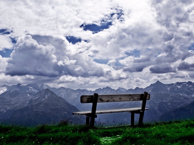 Bench On Top Of Mountain wallpaper 640x480