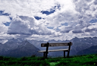 Bench On Top Of Mountain Wallpaper for Android, iPhone and iPad