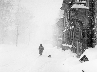 Das Winter in Russia Retro Photo Wallpaper 320x240
