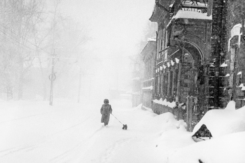 Winter in Russia Retro Photo wallpaper 480x320