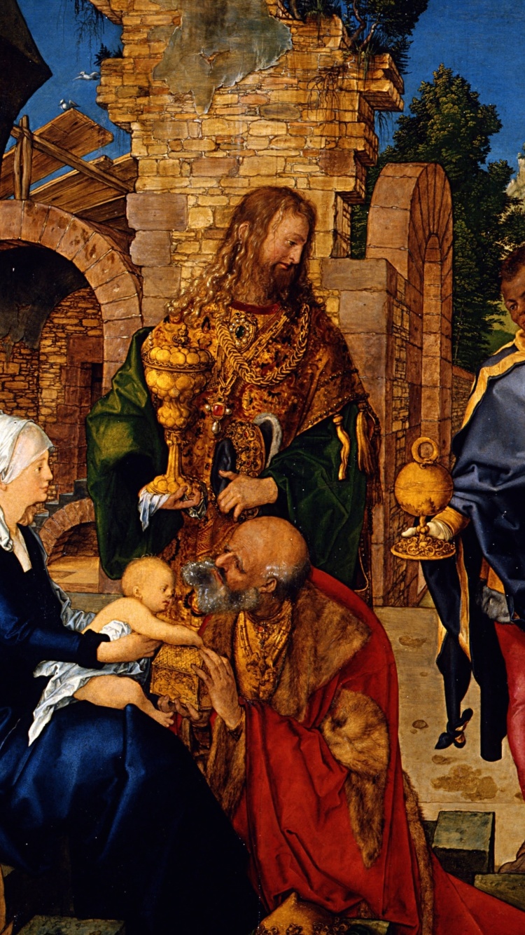 Sfondi Albrecht Durer Adoration of the Magi 750x1334