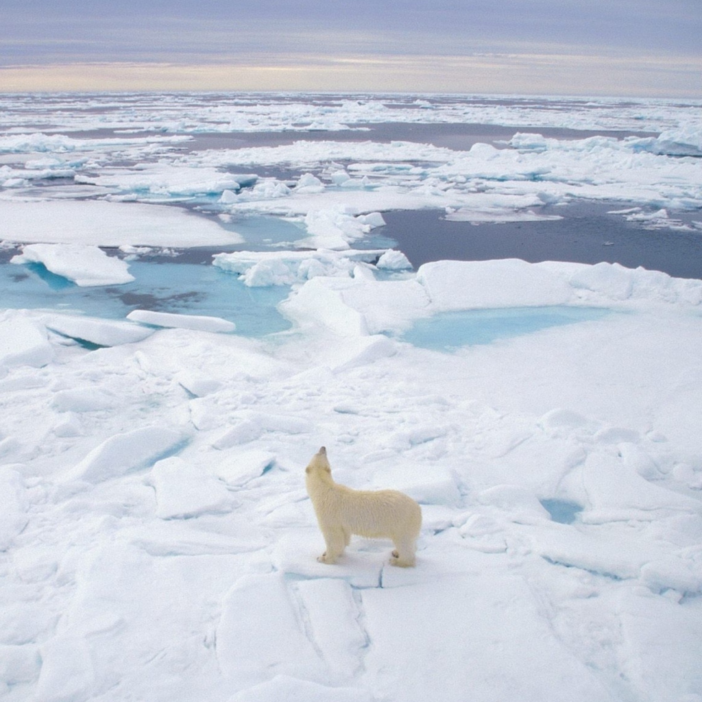 Sfondi Polar Bear On Ice 1024x1024