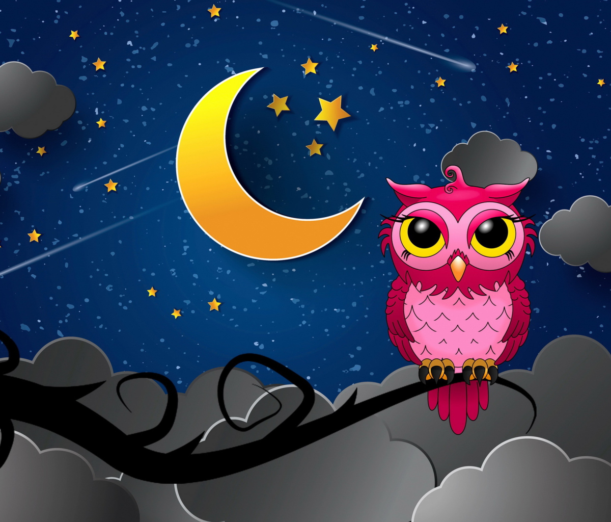 Das Silent Owl Night Wallpaper 1200x1024