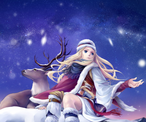 Anime Girl with Deer screenshot #1 480x400